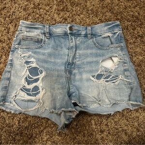 American Eagle Outfitters Blue Distressed Jean Shorts